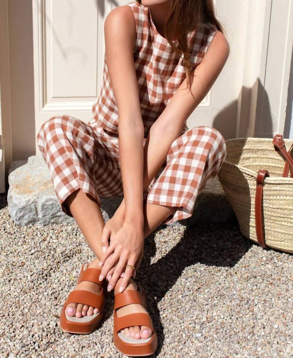 NEW EMERSON FRY women's platform slide sandal in almond leather - Picture 4 of 4